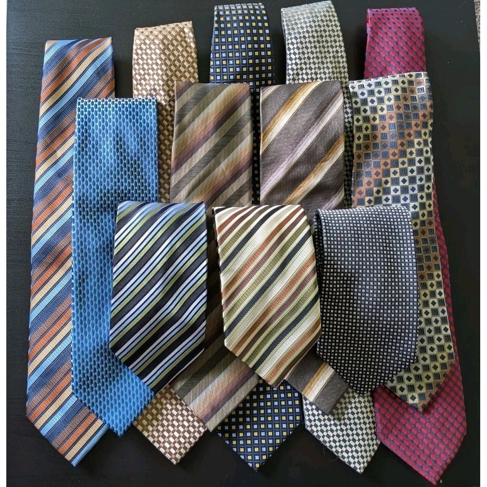 Bergamo New York Tie Lot Of 12 Neckties Jacquard‎ Repp Multicolor Etc 56-64"